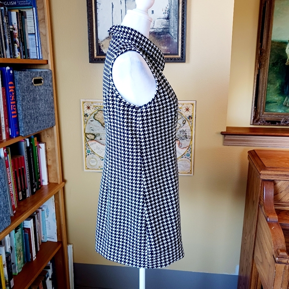 Houndstooth check top sleeveless vintage polyester size M long swing - Picture 5 of 6